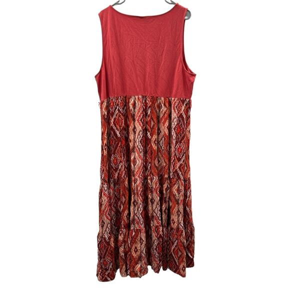 Torrid Maxi Studio Luxe Ponte Sleeveless Pink, Orange & Tan Geometric Dress 4X - Picture 6 of 13